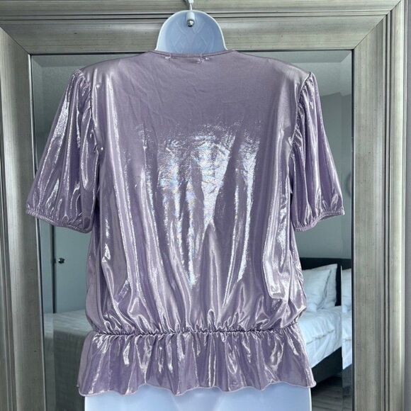 ZARA Lilac Metallic Wrap Around Top Size S - Picture 6 of 8